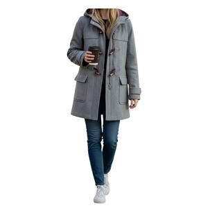 Tommy Hilfiger Gray Wool Toggle Duffle Hooded Coat Jacket Women's XL
